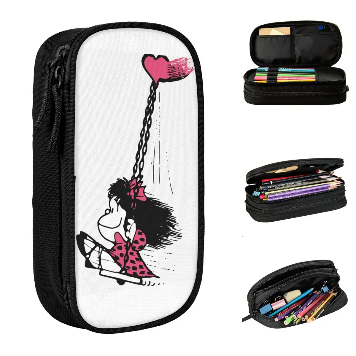 Новые чехлы для карандашей Mafalda, пеналы с надписью Love You, детские сумки большой вместимости, школьные принадлежности, ранцы
Новые чехлы для карандашей Mafalda, пеналы с надписью Love You, детские сумки большой вместимости, школьные принадлежности, ранцы