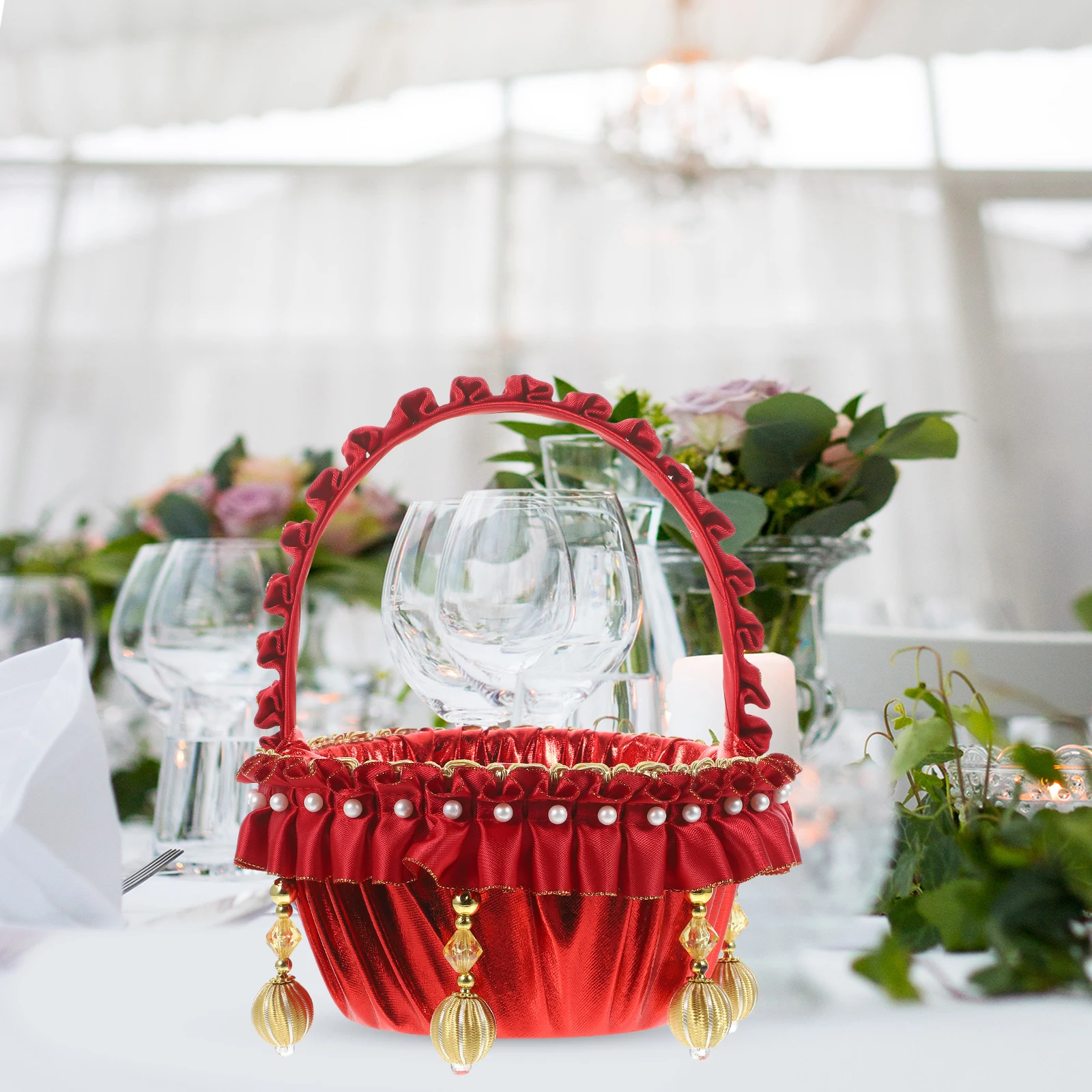 Pearl Flower White Gold Elegant Wedding Petal Baskets Elegant Wedding Basket for Ceremonies Small Storage Baskets
Pearl Flower White Gold Elegant Wedding Petal Baskets Elegant Wedding Basket for Ceremonies Small Storage Baskets