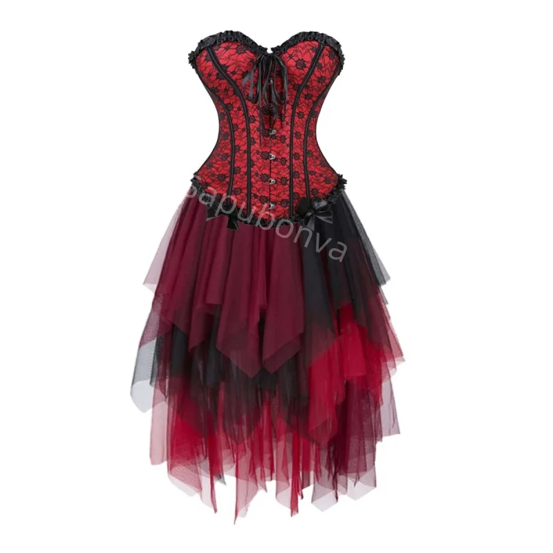 Корсетное платье-костюм с длинной юбкой и подвязками, бюстье на все тело, сексуальное белье для вечеринок, средневековый женский наряд, большие размеры, готика
Корсетное платье-костюм с длинной юбкой и подвязками, бюстье на все тело, сексуальное белье для вечеринок, средневековый женский наряд, большие размеры, готика