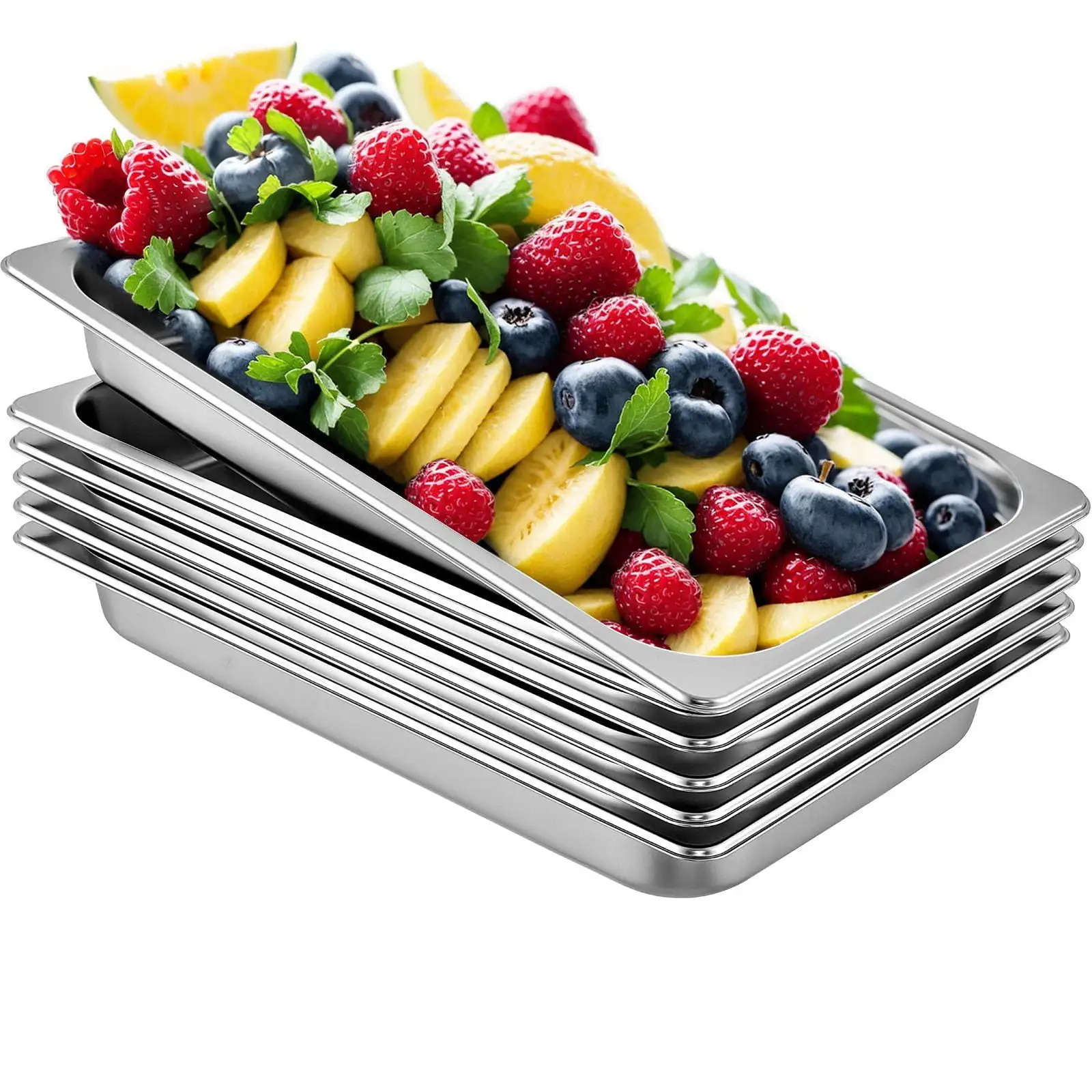 6 Pack Steam Table Pans 20.9 x 12.8 x 2.6 Inch Deep Steam Table Pan Full Size 8.5L Deep Food Container Stainless Steel Oven Tray
6 Pack Steam Table Pans 20.9 x 12.8 x 2.6 Inch Deep Steam Table Pan Full Size 8.5L Deep Food Container Stainless Steel Oven Tray