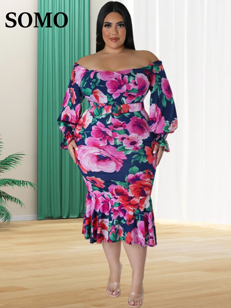 SOMO Plus Size New In Dress Women Clothing Flower Printed Off Shoulder Maxi Dress with Belt Summer 2023 Wholesale Dropshipping
SOMO Plus Size New In Dress Women Clothing Flower Printed Off Shoulder Maxi Dress with Belt Summer 2023 Wholesale Dropshipping