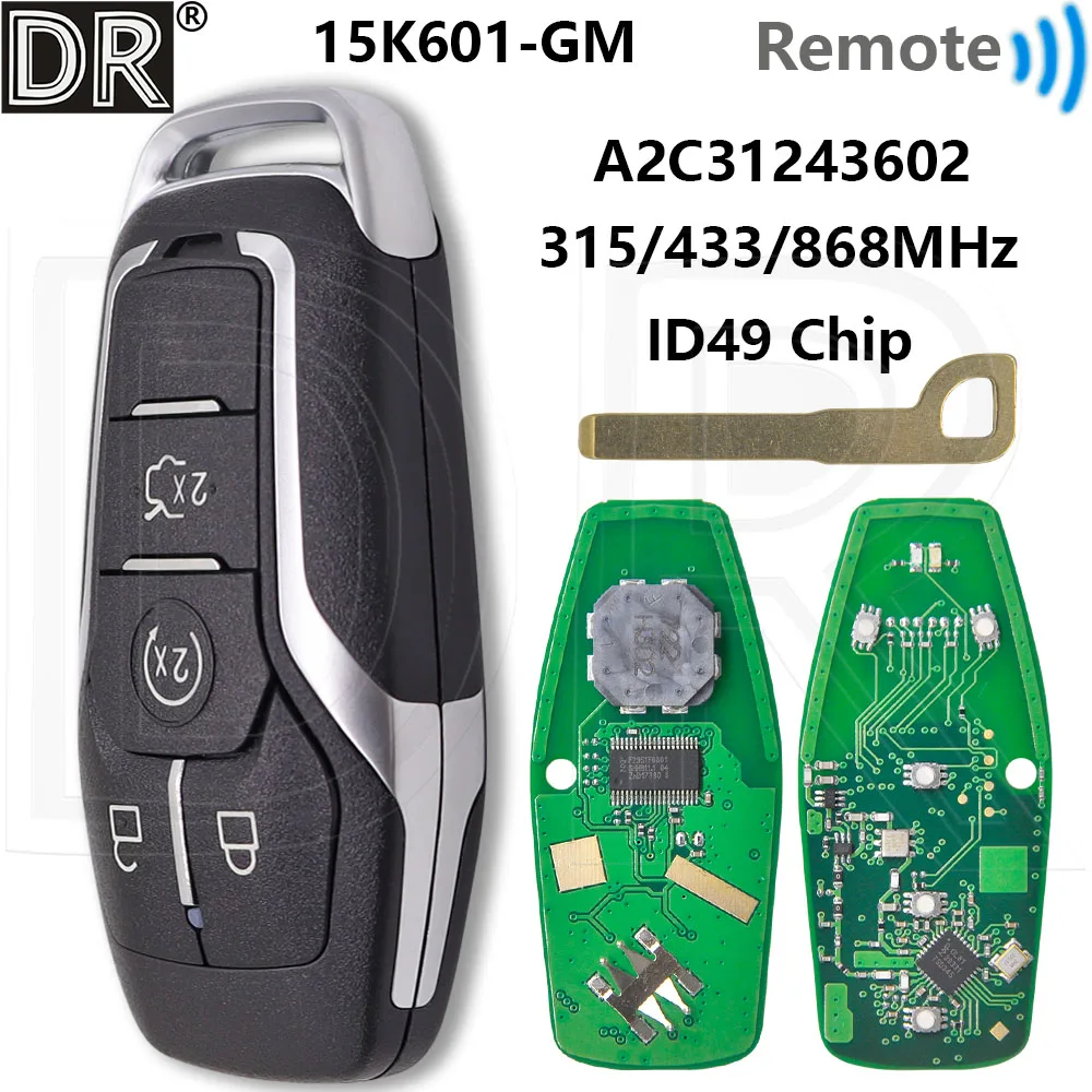 Great ID49 Chip 315/433/868MHz A2C31243602 15K601-GM Proximity Car Remote Key For Ford Explorer Fusion Mustang Edge Mondeo Kuga
Great ID49 Chip 315/433/868MHz A2C31243602 15K601-GM Proximity Car Remote Key For Ford Explorer Fusion Mustang Edge Mondeo Kuga
