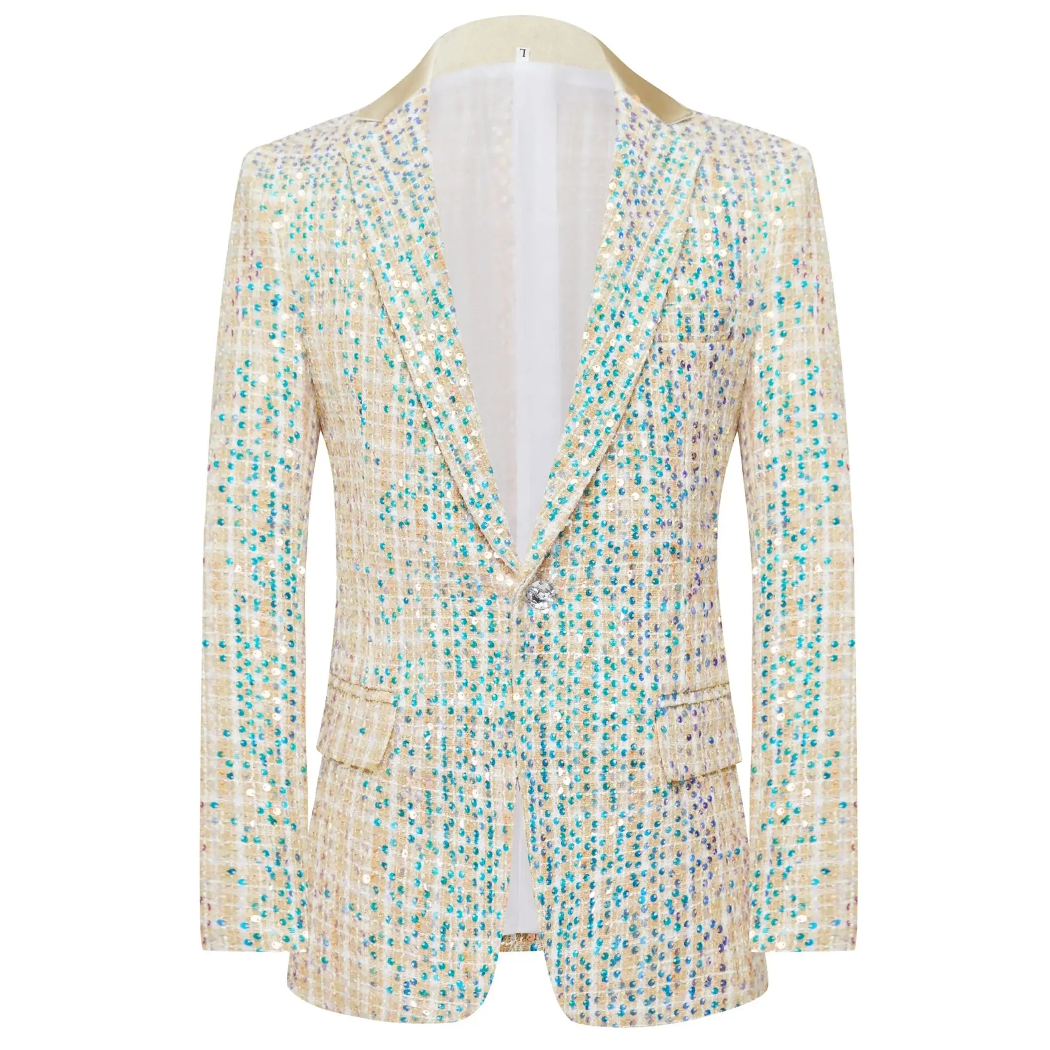 Champagne Tweed Sequin 2-Piece Blazer And Pants Set for Men One-Button Performance Costume Suit Stylish Party Wear
Champagne Tweed Sequin 2-Piece Blazer And Pants Set for Men One-Button Performance Costume Suit Stylish Party Wear