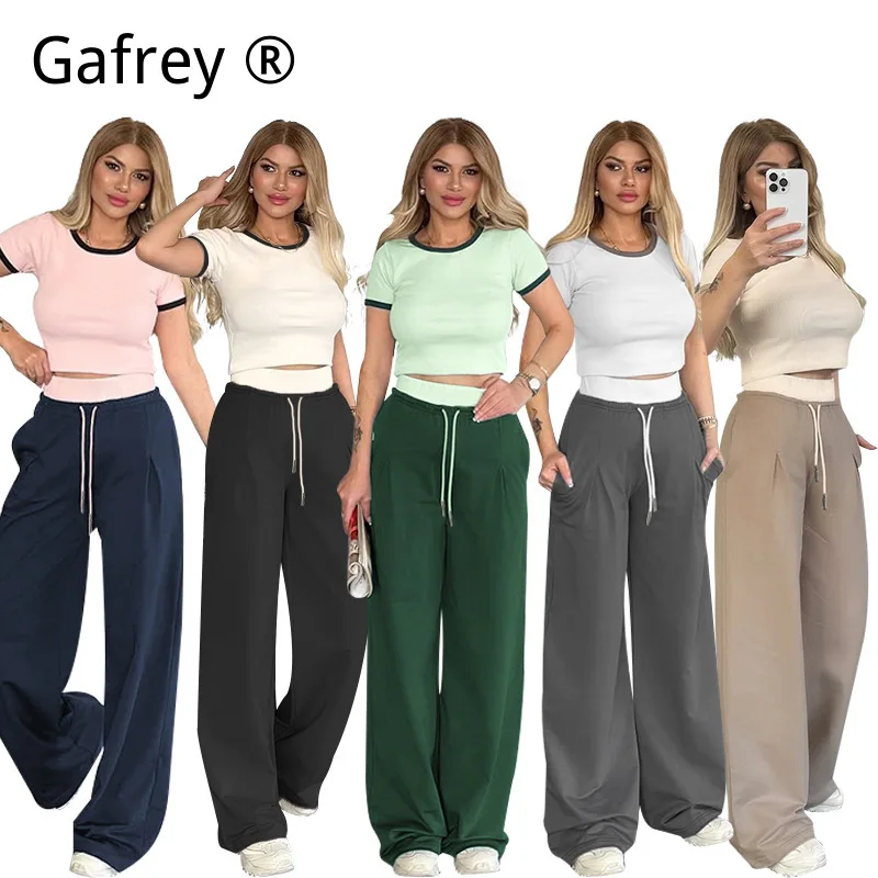 S M L XL XXL Women Color Block Short Sleeve Round Neck Top Solid Wide Leg Pants Set Fashion Casual Summer Two Piece Outfit
S M L XL XXL Women Color Block Short Sleeve Round Neck Top Solid Wide Leg Pants Set Fashion Casual Summer Two Piece Outfit