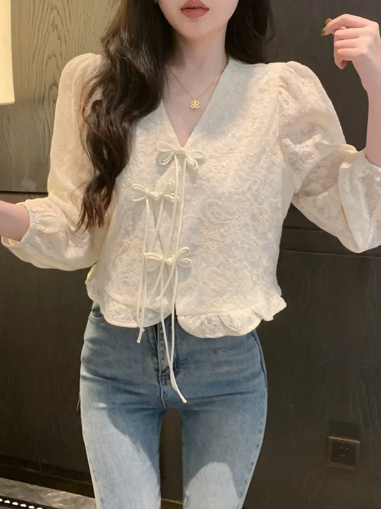 Elegant Chinese Style Lace Shirt Women's Spring Summer Pure Desire Small Top Bubble Sleeve Shirt Delicate Beautiful Little Shirt
Elegant Chinese Style Lace Shirt Women's Spring Summer Pure Desire Small Top Bubble Sleeve Shirt Delicate Beautiful Little Shirt