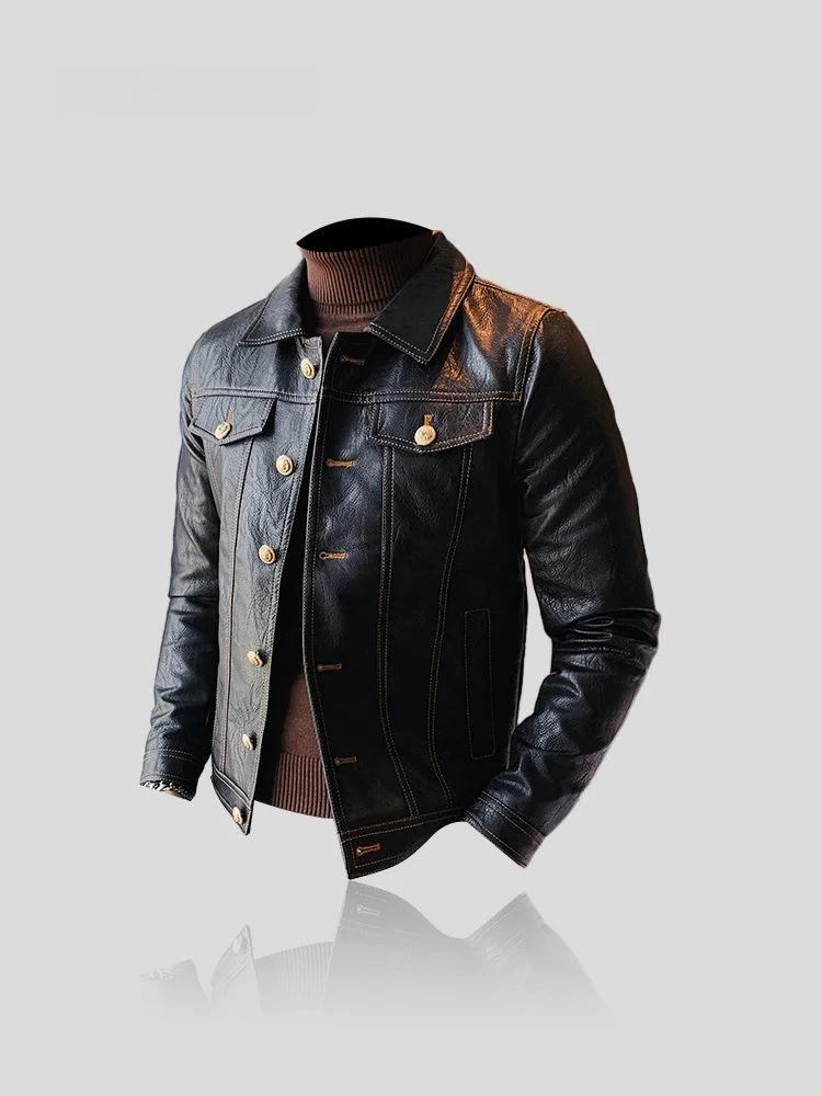 IT Men's Fleece Lined Slim Fit Short Leather Jacket Spring Autumn Winter New Style Long Sleeve Fashionable Biker Coat
IT Men's Fleece Lined Slim Fit Short Leather Jacket Spring Autumn Winter New Style Long Sleeve Fashionable Biker Coat