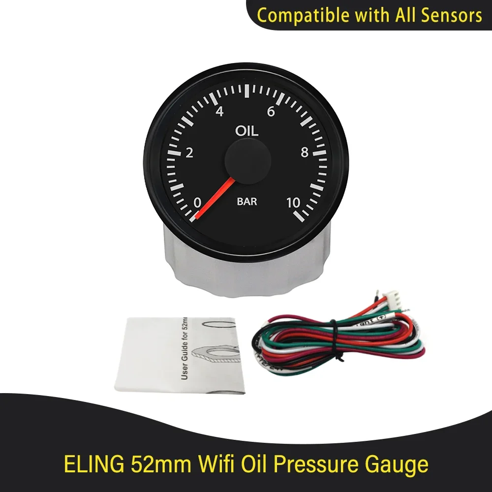 52mm WiFi Oil Pressure Gauge 0-10Bar Compatible with All Types and Ranges Ohm Sensor White Yellow Backlight 12V 24V for Car
52mm WiFi Oil Pressure Gauge 0-10Bar Compatible with All Types and Ranges Ohm Sensor White Yellow Backlight 12V 24V for Car