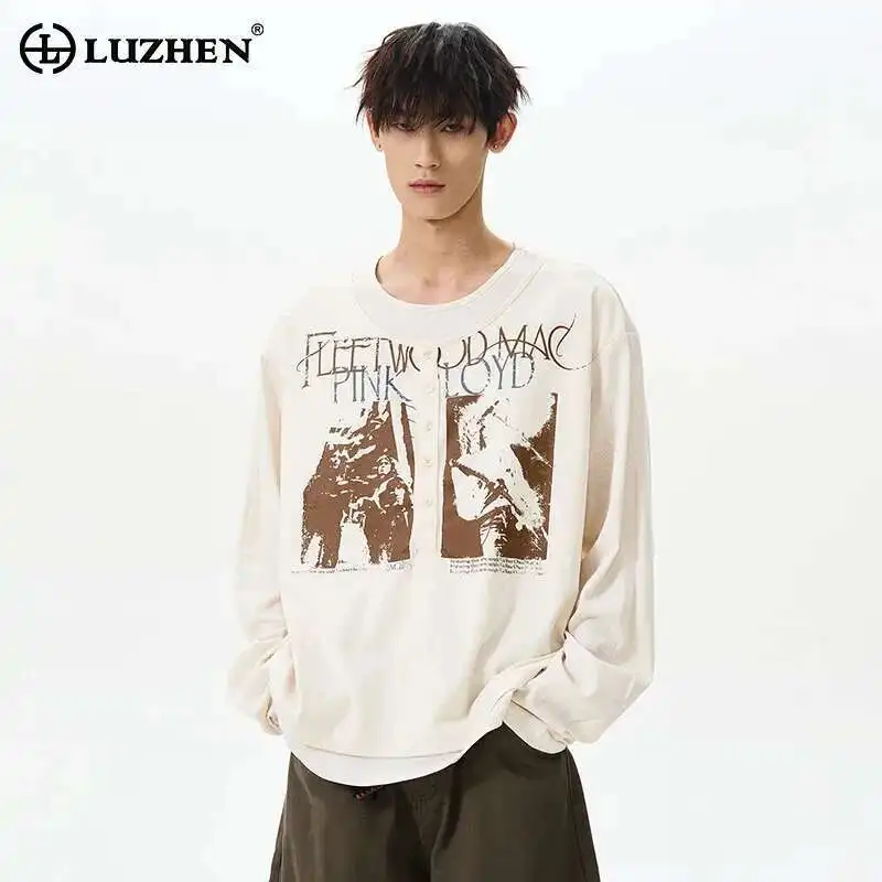 LUZHEN Fashion Personalized Printed Loose Casual T-shirts Men's Trendy Handsome Long Sleeve Letter Male Tops 2025 Spring LZ9444
LUZHEN Fashion Personalized Printed Loose Casual T-shirts Men's Trendy Handsome Long Sleeve Letter Male Tops 2025 Spring LZ9444