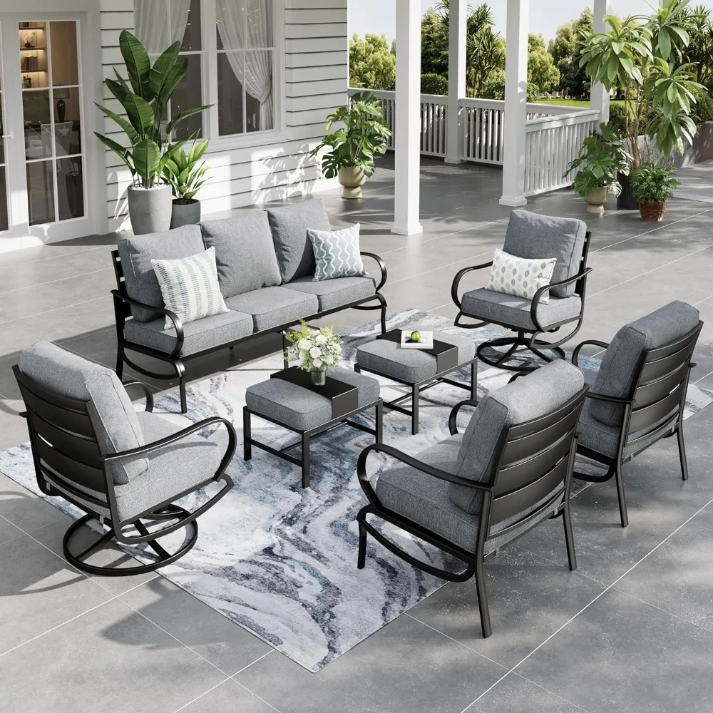 Patio Furniture Sets for 7 Outdoor Conversation Set 7 Pcs with 2 x Swivel Chairs, 2 x Armrest Sofa,Garden Backyard Poolside Grey
Patio Furniture Sets for 7 Outdoor Conversation Set 7 Pcs with 2 x Swivel Chairs, 2 x Armrest Sofa,Garden Backyard Poolside Grey