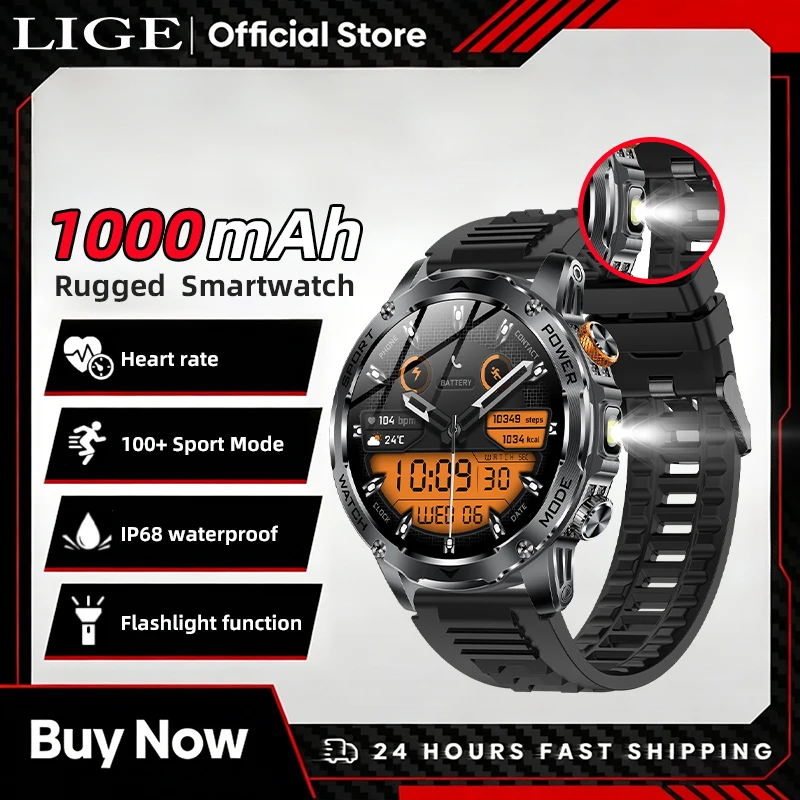 LIGE 2026 Men's Smart Watch 1000mAh Large Capacity Battery Outdoor Flashlight Bluetooth Call Waterproof Sport Fitness Smartwatch
LIGE 2026 Men's Smart Watch 1000mAh Large Capacity Battery Outdoor Flashlight Bluetooth Call Waterproof Sport Fitness Smartwatch