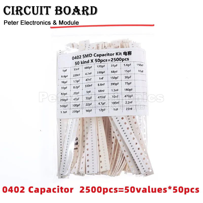 2500pcs=50values*50pcs 0402 Capacitor Assorted Kit SMD 10PF-22UF Electronic DIY Samples Set
2500pcs=50values*50pcs 0402 Capacitor Assorted Kit SMD 10PF-22UF Electronic DIY Samples Set