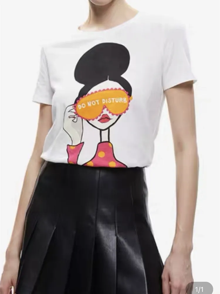 100% Cotton Women Character Letter Print Tshirt Summer 2024 Fashion Short Sleeve Female White Tee
100% Cotton Women Character Letter Print Tshirt Summer 2024 Fashion Short Sleeve Female White Tee