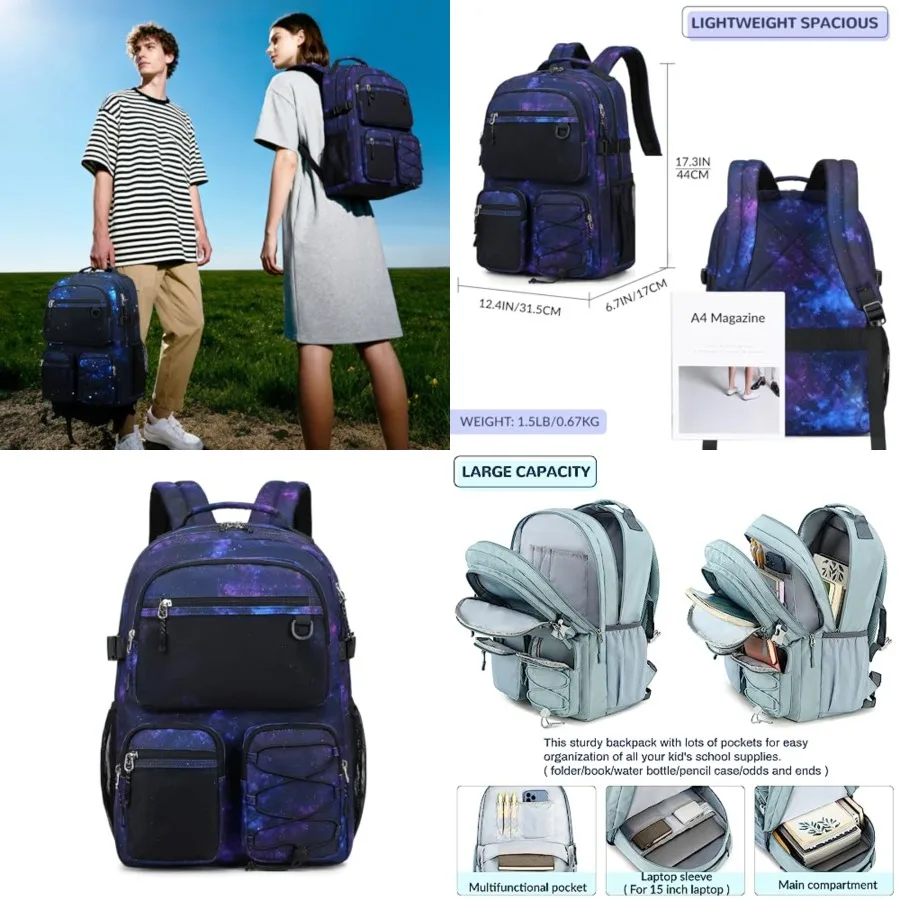 Multi-Pocket Backpack for Travel College, Heavy Duty Big Bookbag with 15.6 inch Laptop Compartment
Multi-Pocket Backpack for Travel College, Heavy Duty Big Bookbag with 15.6 inch Laptop Compartment