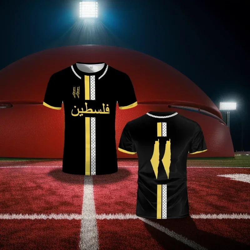 Summer Men's Palestinian Flag Football Uniform Round Neck 3D National Emblem Printed Sports T-shirt Casual Loose Quick Drying
Summer Men's Palestinian Flag Football Uniform Round Neck 3D National Emblem Printed Sports T-shirt Casual Loose Quick Drying