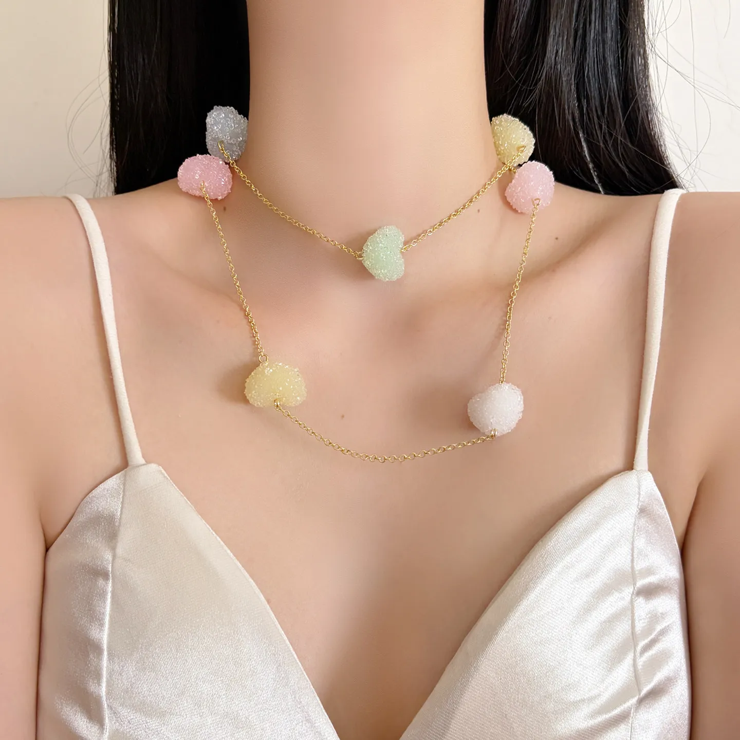 Dopamine Colorful Candy Heart Double Layer Long Necklace Women Summer Sweet Girl Stackable Sweater Chain Y2K Jewelry Gift
Dopamine Colorful Candy Heart Double Layer Long Necklace Women Summer Sweet Girl Stackable Sweater Chain Y2K Jewelry Gift