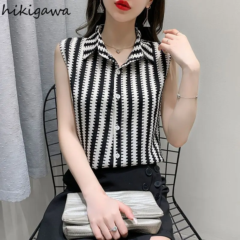 2025 Camisas De Mujer, полосатые блузки без рукавов, свободные темпераментные рубашки, топы большого размера, винтажная летняя шикарная блузка, женская рубашка
2025 Camisas De Mujer, полосатые блузки без рукавов, свободные темпераментные рубашки, топы большого размера, винтажная летняя шикарная блузка, женская рубашка