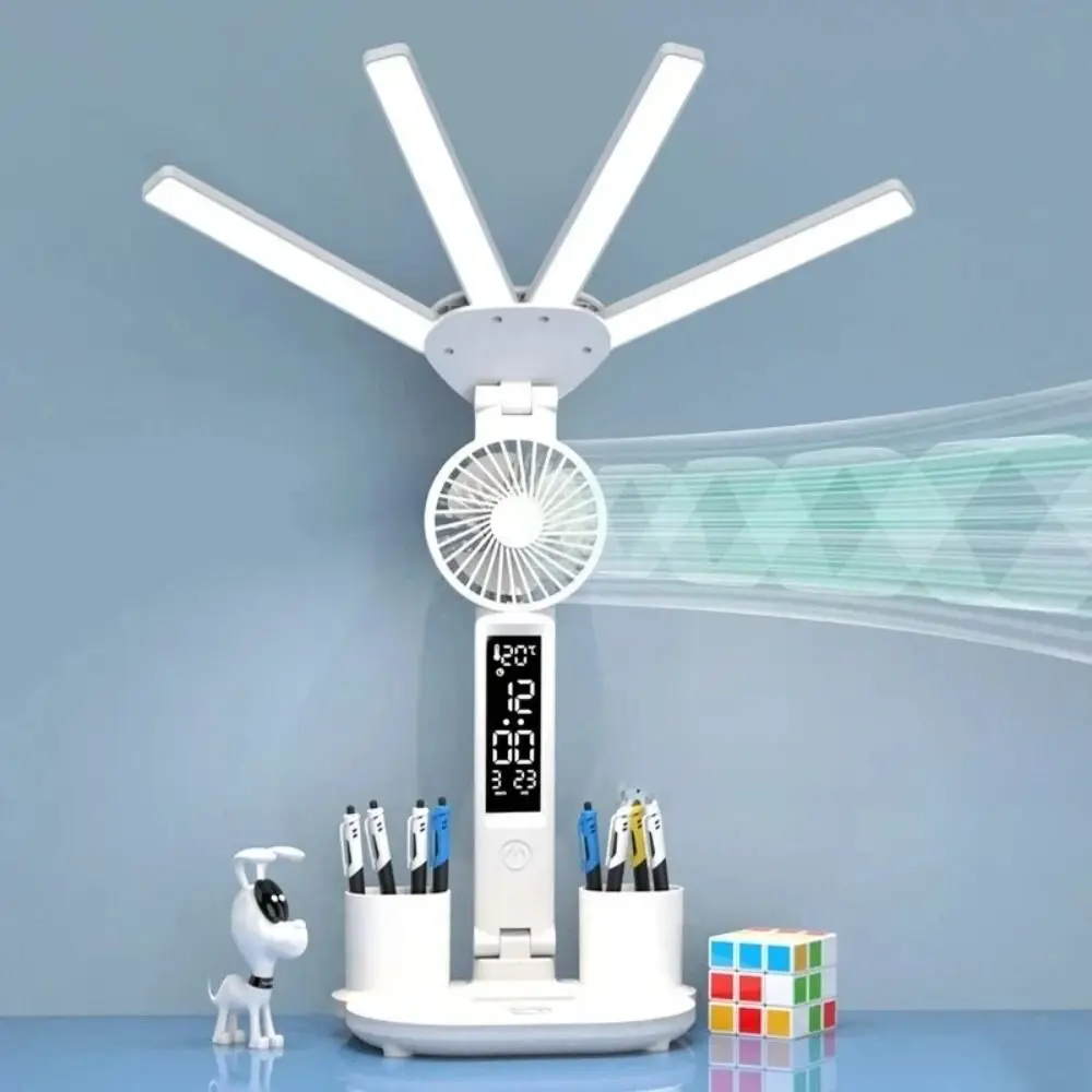 4 Heads LED Table Lamp 3 Colors Touch Dimming Tabletop Reading Lamp with Fan&Time Date Eye Protection Night Light Student
4 Heads LED Table Lamp 3 Colors Touch Dimming Tabletop Reading Lamp with Fan&Time Date Eye Protection Night Light Student