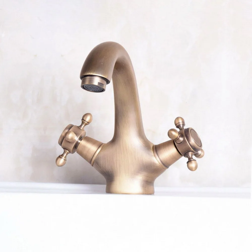 Antique Brass Bathroom Basin Mixer Tap Double Cross Head Handle Single Hole Deck Mounted Hot and Cold Water Tap Nnf250
Antique Brass Bathroom Basin Mixer Tap Double Cross Head Handle Single Hole Deck Mounted Hot and Cold Water Tap Nnf250