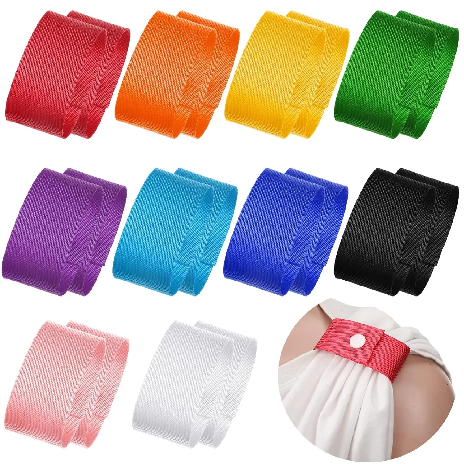 10 Pairs Sleeve Holders for Sports Shirt Straps Jersey Clips Baseball Soccer Gymnastics
10 Pairs Sleeve Holders for Sports Shirt Straps Jersey Clips Baseball Soccer Gymnastics