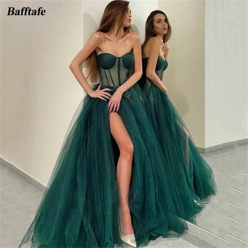 Bafftafe A Line Green Tulle Women Prom Dresses Sweetheart See Through Top Formal Evening Dress Leg Slit Special Occasion Gowns
Bafftafe A Line Green Tulle Women Prom Dresses Sweetheart See Through Top Formal Evening Dress Leg Slit Special Occasion Gowns