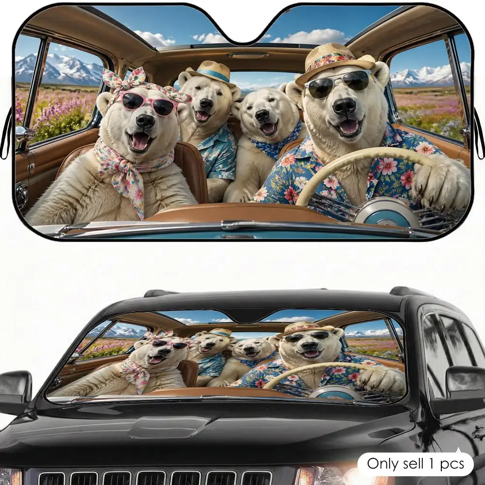 Funny Polar Bear Driving Sun Visor Reusable Windshield Cover Aluminum Foil UV Protector Heat Insulation
Funny Polar Bear Driving Sun Visor Reusable Windshield Cover Aluminum Foil UV Protector Heat Insulation