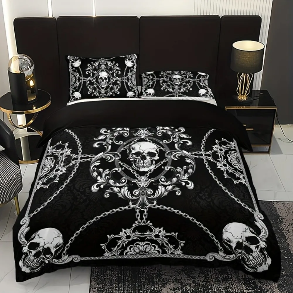 3pcs Black Bedding Set Gothic Style Skull Chain Printed Cozy Soft Duvet Cover King Queen Twin Size Birthday Gift Bedroom Decor
3pcs Black Bedding Set Gothic Style Skull Chain Printed Cozy Soft Duvet Cover King Queen Twin Size Birthday Gift Bedroom Decor