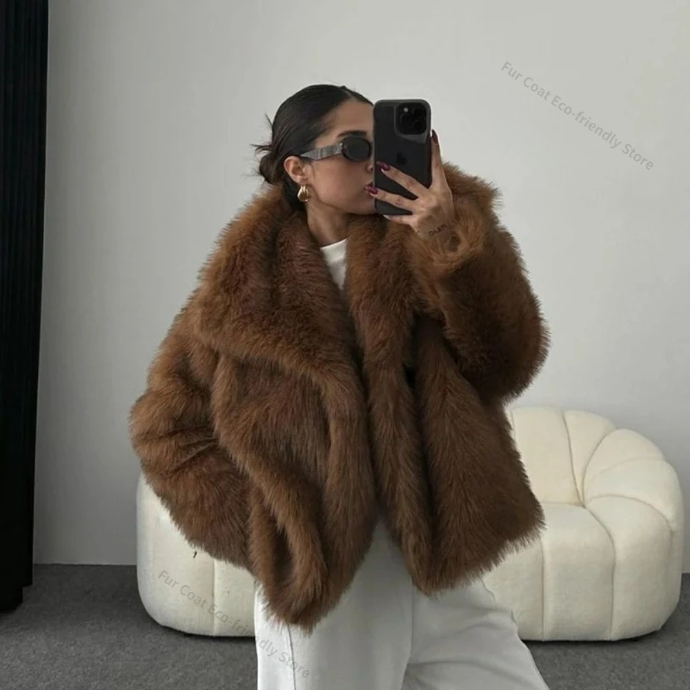 Faux Fur Coat Female Long Sleeve Artificial Fur Coat Fluffy Fur Coat Eco-friendly Women Cropped Front Snap-button Outerwear Chic
Faux Fur Coat Female Long Sleeve Artificial Fur Coat Fluffy Fur Coat Eco-friendly Women Cropped Front Snap-button Outerwear Chic