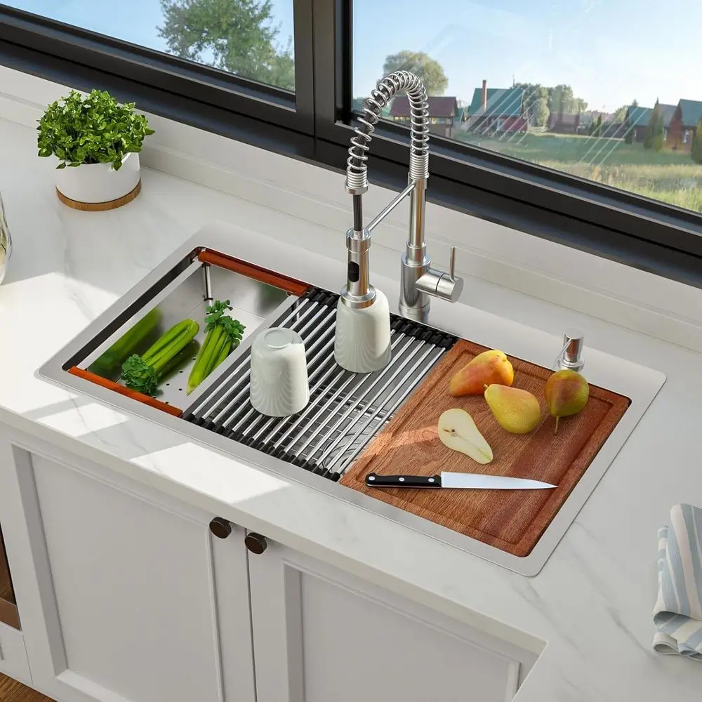 33 Inch Drop In Kitchen Sink - 33 x 19 StainlSteel Drop In Kitchen Sink Topmount Ledge Workstation 16 Gauge Single Bowl Handmade
33 Inch Drop In Kitchen Sink - 33 x 19 StainlSteel Drop In Kitchen Sink Topmount Ledge Workstation 16 Gauge Single Bowl Handmade