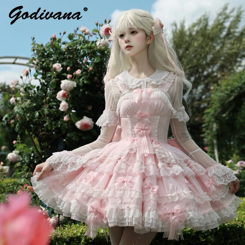Original Design Lolita Sweet Organza Sling Dress Girl Women's Lace Bow Slim Flower Bow Trailing Jsk Short Princess Dresses
Original Design Lolita Sweet Organza Sling Dress Girl Women's Lace Bow Slim Flower Bow Trailing Jsk Short Princess Dresses