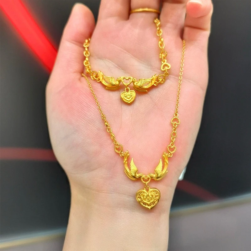Fashion 14 K Gold Color Inlaid Diamond Love Magpie Pendant Necklace for Women Bride Girl Fine Jewelry Chain Bracelet Gifts
Fashion 14 K Gold Color Inlaid Diamond Love Magpie Pendant Necklace for Women Bride Girl Fine Jewelry Chain Bracelet Gifts