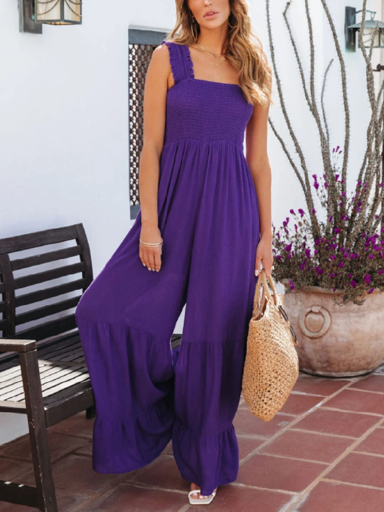 Fashion Street Strap Overalls for Women Summer Elastic Tube Top Jumpsuits Solid Color Patchwork Ruffles Wide Leg Jumpsuit Female
Fashion Street Strap Overalls for Women Summer Elastic Tube Top Jumpsuits Solid Color Patchwork Ruffles Wide Leg Jumpsuit Female