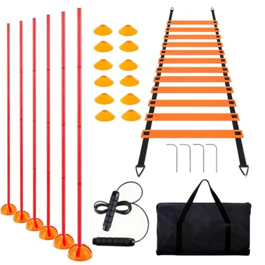 6PCS 6FT Adjustable Soccer Agility Training Poles with 20ft Speed Ladder 12 Disc Cones and Weighted Jump Ropes for Speed Agilit
6PCS 6FT Adjustable Soccer Agility Training Poles with 20ft Speed Ladder 12 Disc Cones and Weighted Jump Ropes for Speed Agilit