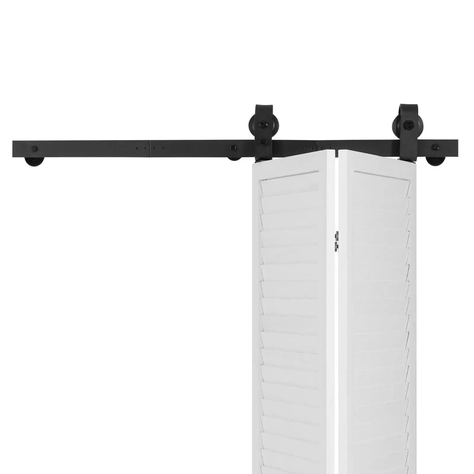 40in Bifold Barn Door Track System 330lb Strength Black Finish Corrosion Resistant for Two 18in Doors Complete Kit
40in Bifold Barn Door Track System 330lb Strength Black Finish Corrosion Resistant for Two 18in Doors Complete Kit
