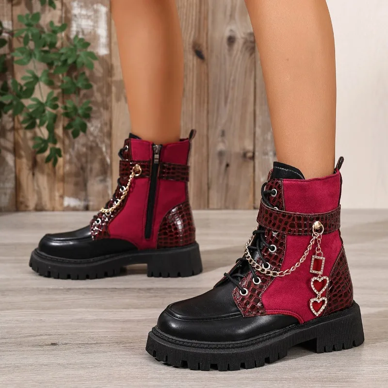 Модные туфли с круглым носком и металлической цепочкой на шнуровке на мягкой подошве, нескользящие ботильоны на блочном каблуке
Модные туфли с круглым носком и металлической цепочкой на шнуровке на мягкой подошве, нескользящие ботильоны на блочном каблуке