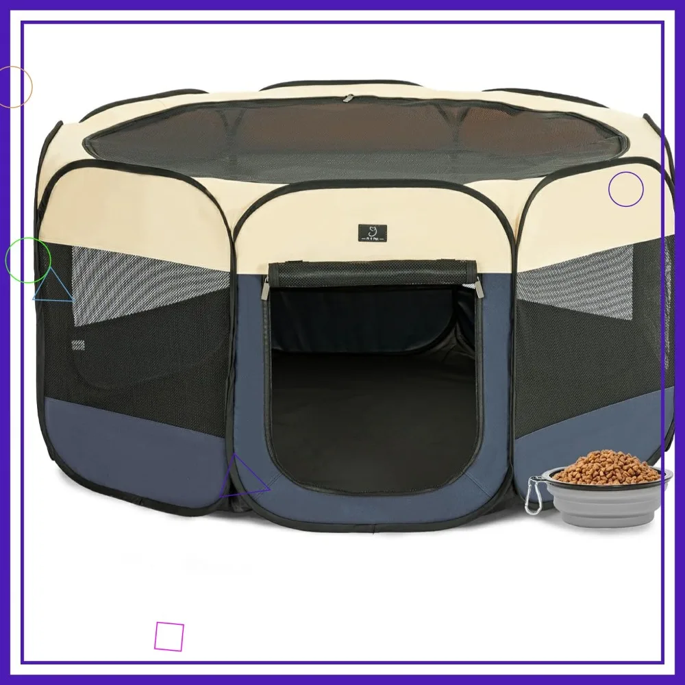 Portable Dog Playpen for Small Dogs, 40.55" Foldable Pop-Up Pet Pen with Bowl & Waterproof Floor
Portable Dog Playpen for Small Dogs, 40.55" Foldable Pop-Up Pet Pen with Bowl & Waterproof Floor