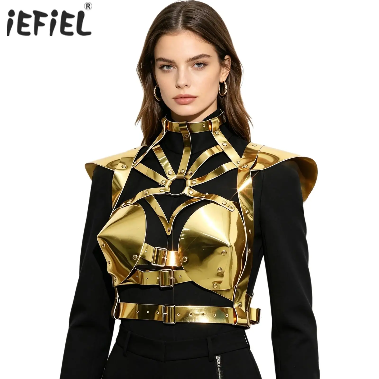Women Iridescent Metallic Chest Harness Top Fly Sleeve Hollow Out Adjustable Strap Punk Gothic Body Belt Corset Stage Clubwear
Women Iridescent Metallic Chest Harness Top Fly Sleeve Hollow Out Adjustable Strap Punk Gothic Body Belt Corset Stage Clubwear
