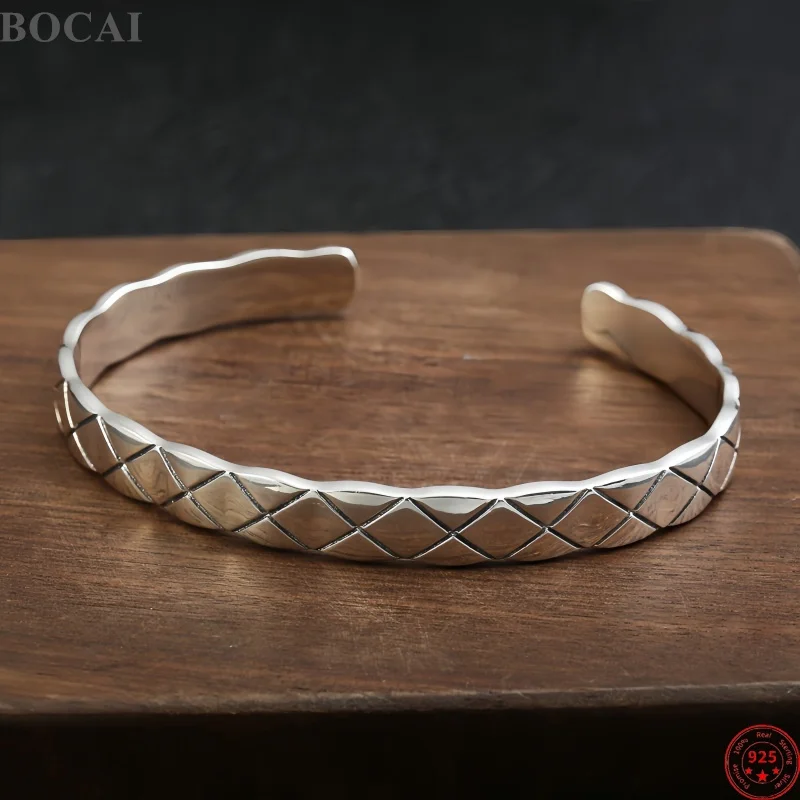 BOCAI New Real S925 Sterling Silver Charms Bracelets for Men Antique Rhombus Pattern Punk Fashion Bangle Fine Choice Jewelry
BOCAI New Real S925 Sterling Silver Charms Bracelets for Men Antique Rhombus Pattern Punk Fashion Bangle Fine Choice Jewelry