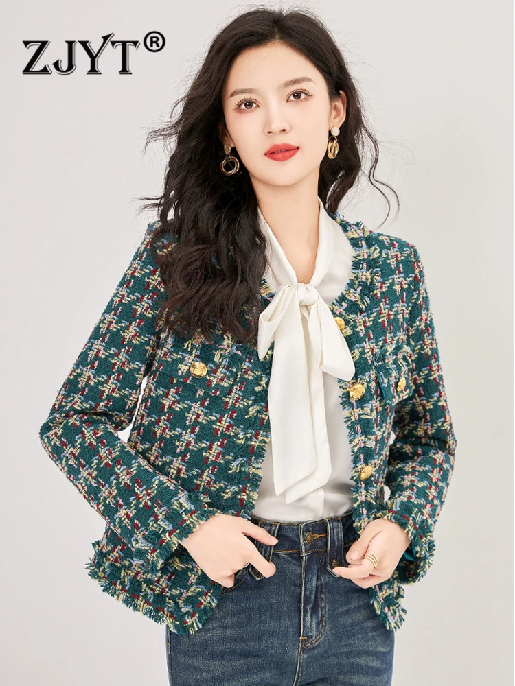 ZJYT Autumn Winter Vintage Tweed Woolen Jacket for Women Ropa De Mujer 2023 Long Sleeve Plaid Coat Short Outerwear Veste Femme
ZJYT Autumn Winter Vintage Tweed Woolen Jacket for Women Ropa De Mujer 2023 Long Sleeve Plaid Coat Short Outerwear Veste Femme