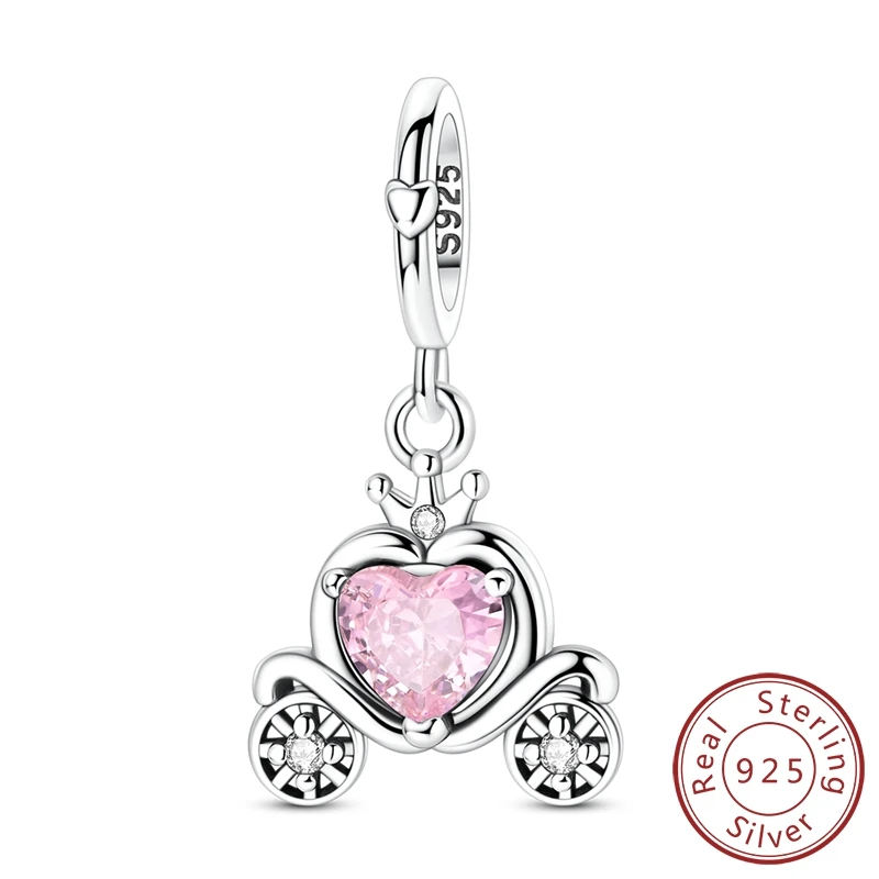 925 Sterling Silver Cute Carriage Charm Pink zircon Inlaid Crown Design Fit Bracelets Jewelry Gift for Women
925 Sterling Silver Cute Carriage Charm Pink zircon Inlaid Crown Design Fit Bracelets Jewelry Gift for Women