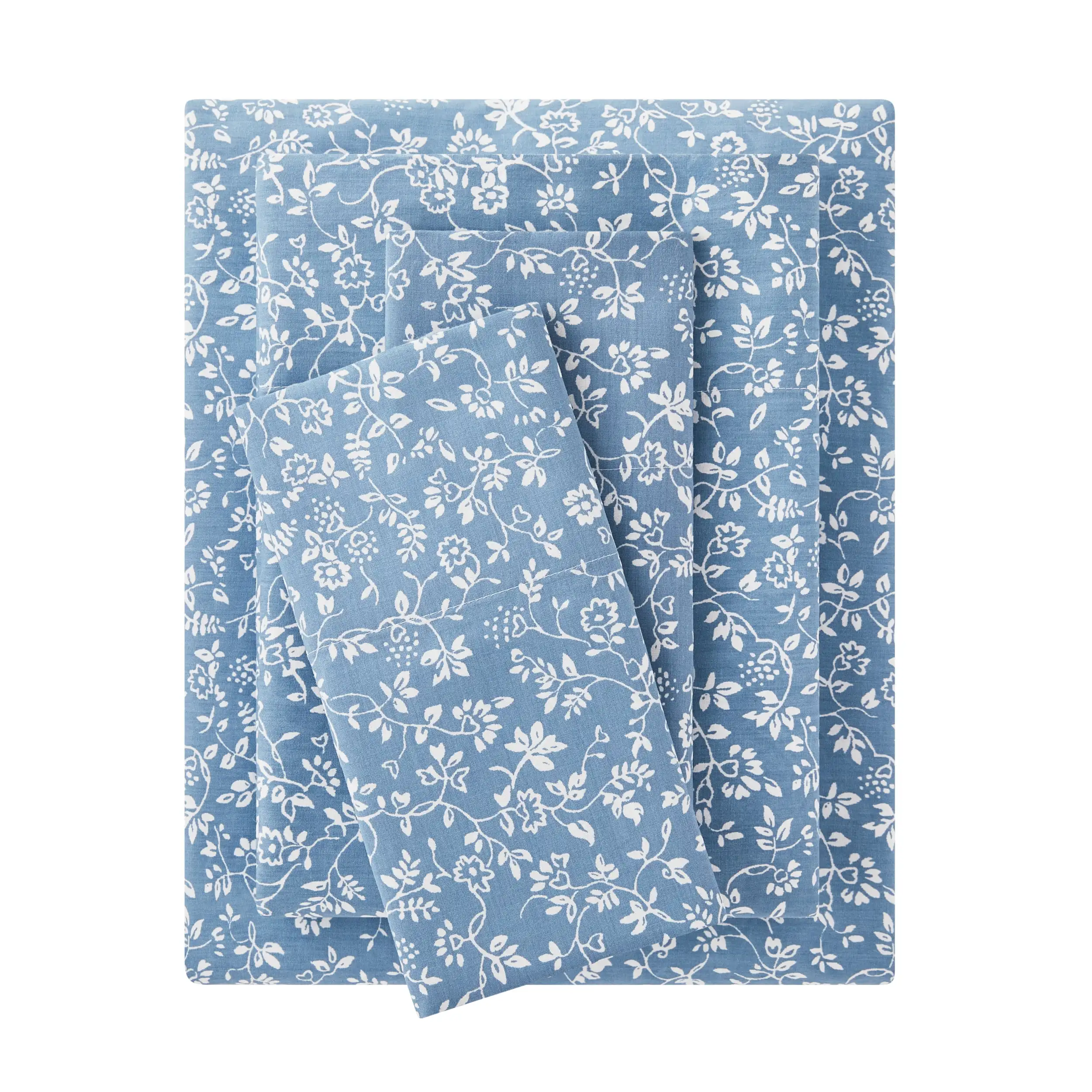 4 Piece 300 Thread Count Blue Floral Print Cvc Cotton Blend Bed Sheet Set, Queen (Adult)
4 Piece 300 Thread Count Blue Floral Print Cvc Cotton Blend Bed Sheet Set, Queen (Adult)