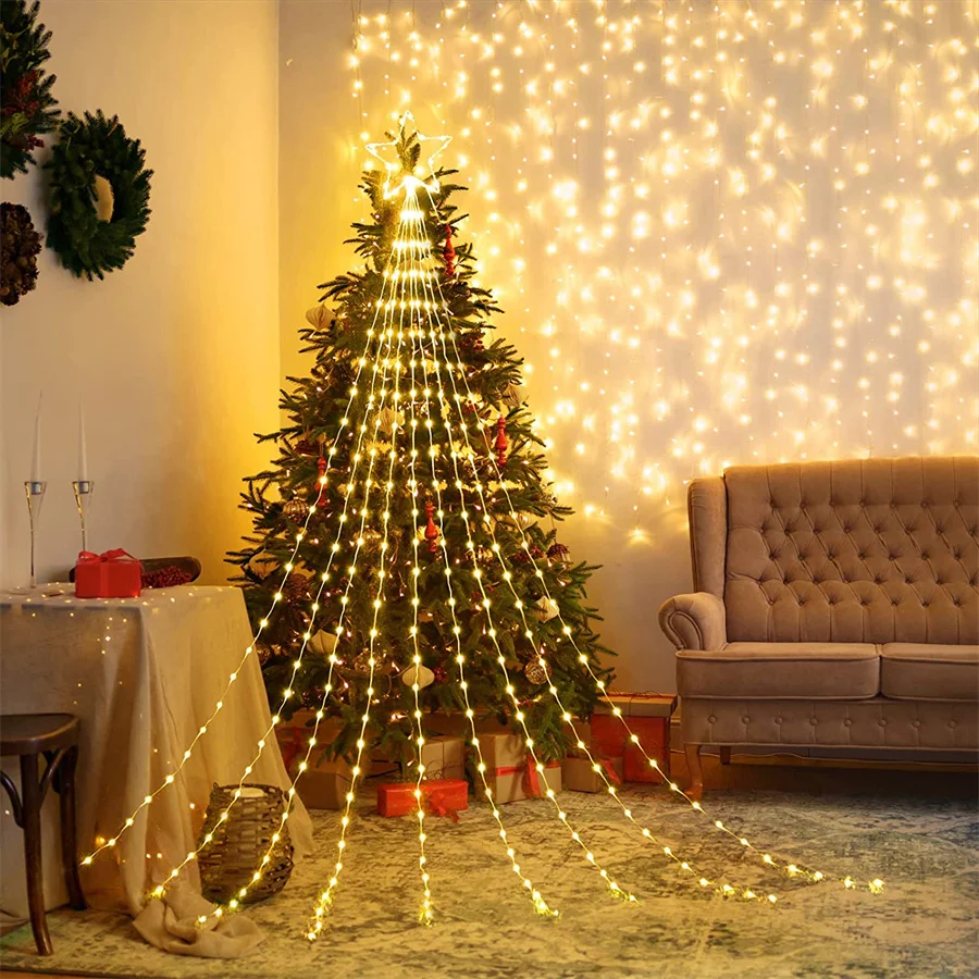 Outdoor Star String Light 9X2M 8 Modes Waterfall Christmas Tree Light Window Curtain Light For Home Garden Patio Wall Decor
Outdoor Star String Light 9X2M 8 Modes Waterfall Christmas Tree Light Window Curtain Light For Home Garden Patio Wall Decor