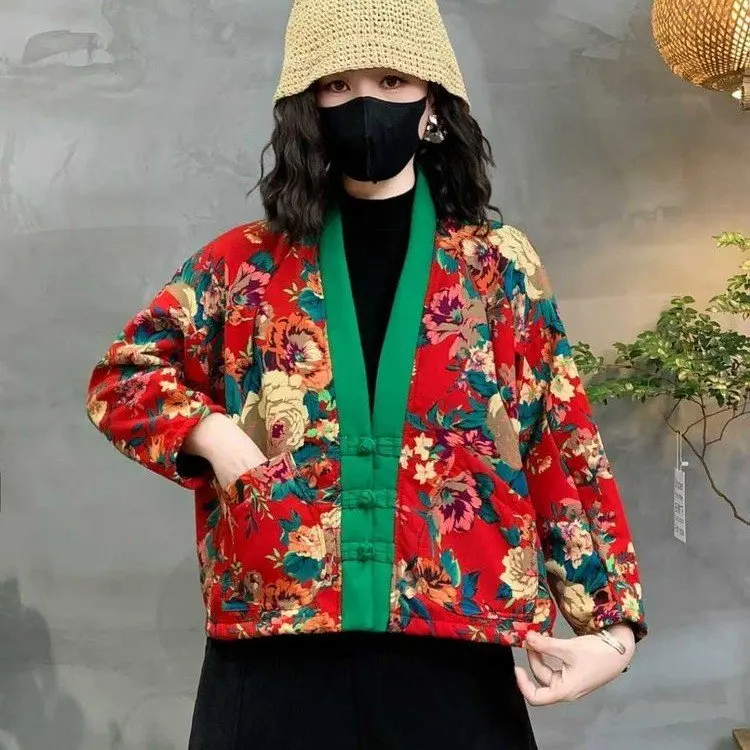 Loose Women's Cotton Jaet 2026 Winter New Sle Padded Floral Print Ethnic Sle Coat with Buttons Casual Outerwear
Loose Women's Cotton Jaet 2026 Winter New Sle Padded Floral Print Ethnic Sle Coat with Buttons Casual Outerwear