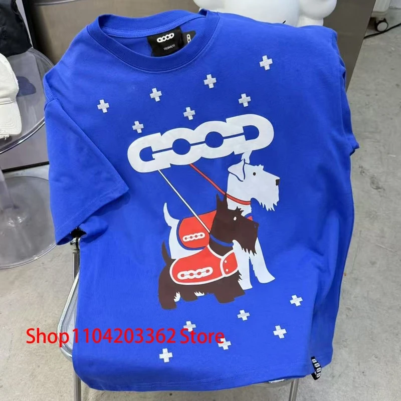 Новая модная синяя футболка Goodbrand, мужская и женская свободная повседневная уличная одежда с мультяшным принтом собаки, летний топ с коротким рукавом
Новая модная синяя футболка Goodbrand, мужская и женская свободная повседневная уличная одежда с мультяшным принтом собаки, летний топ с коротким рукавом
