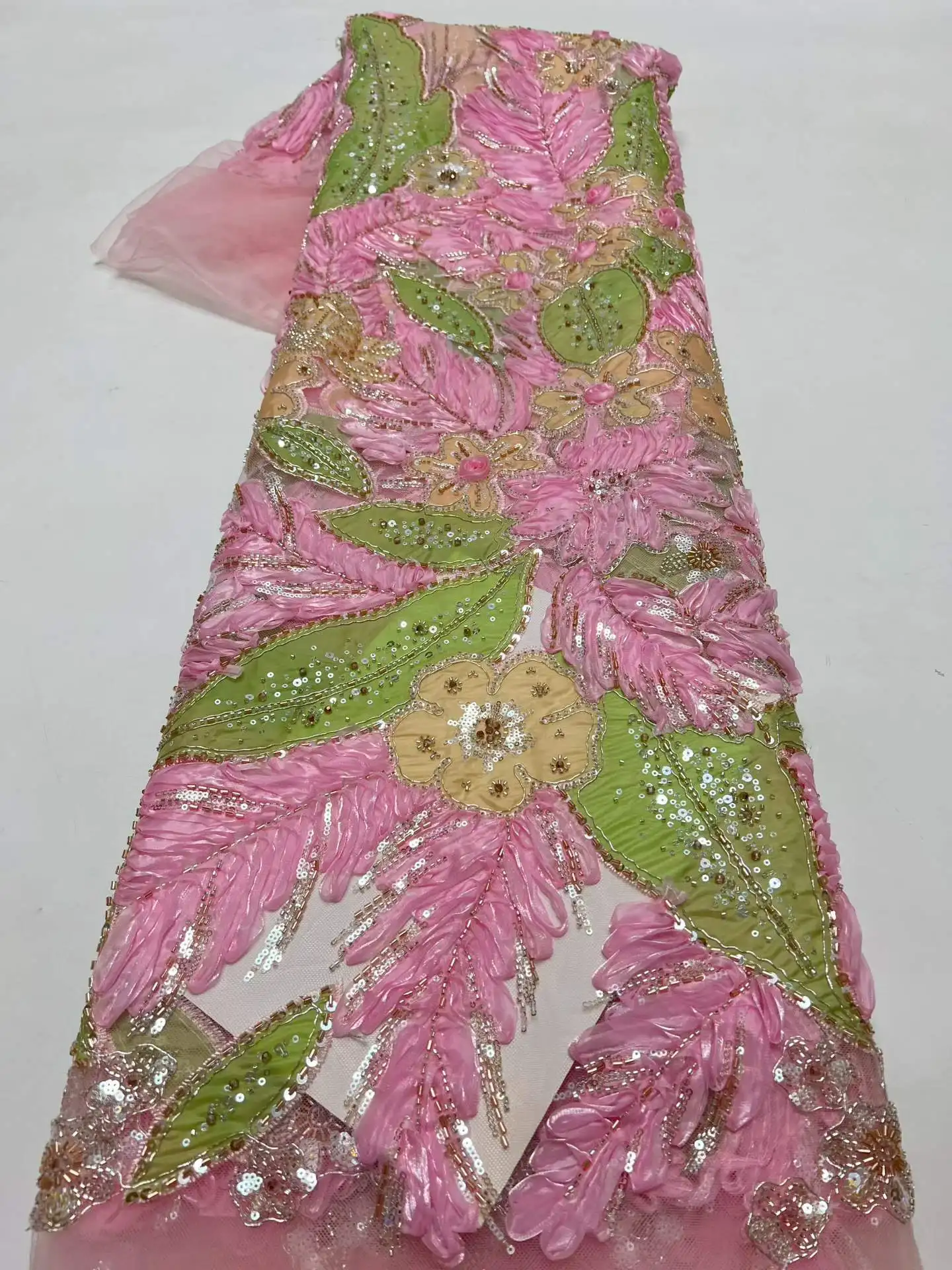 5Yards African Sequins Beaded Lace Fabric Nigerian Groom Embroidery High Quality French Tulle Lace Fabric For Bridal Wedding
5Yards African Sequins Beaded Lace Fabric Nigerian Groom Embroidery High Quality French Tulle Lace Fabric For Bridal Wedding