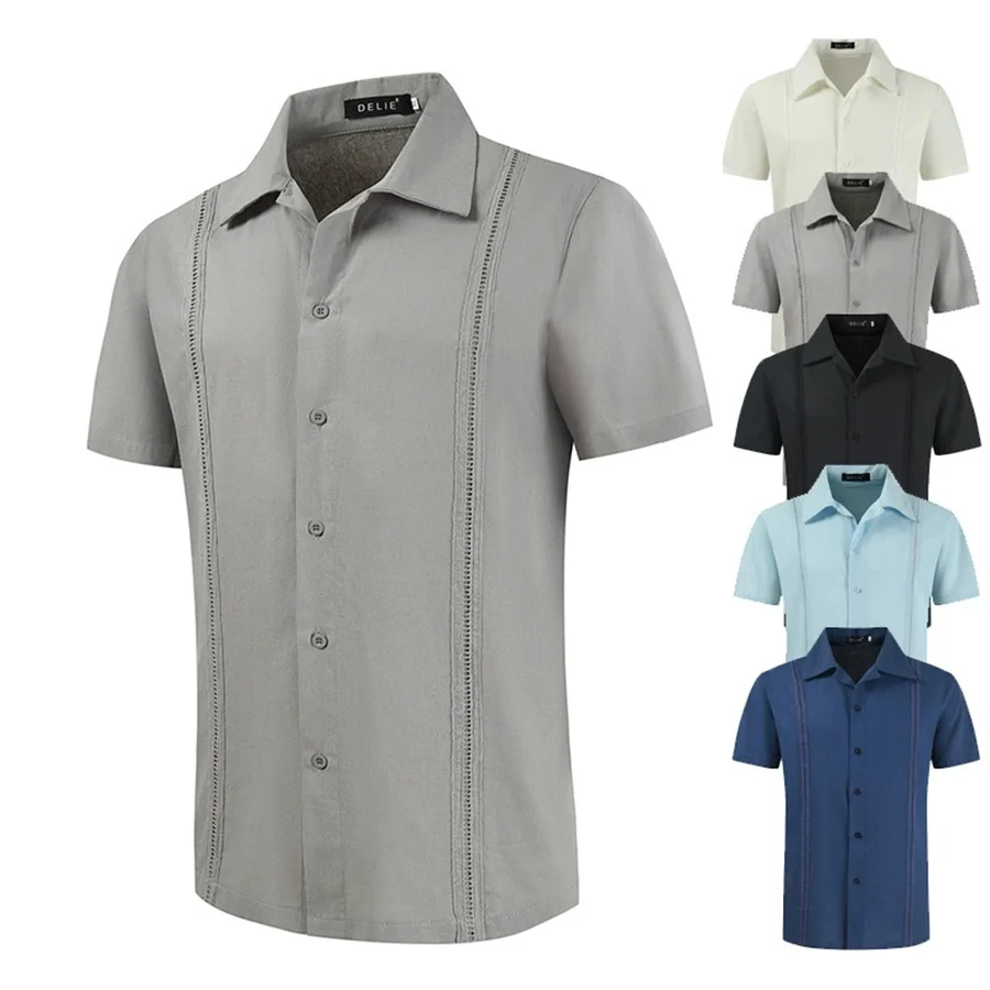 Cotton Linen Men's Guayabera Shirt 2026 New Fashion Short Sleeve Shirts for Men Mexican Cuban Beach Shirt Solid Color Tees
Cotton Linen Men's Guayabera Shirt 2026 New Fashion Short Sleeve Shirts for Men Mexican Cuban Beach Shirt Solid Color Tees
