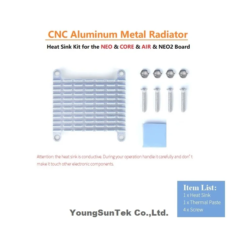 Радиатор YoungSunTek для NanoPi Neo, Core & Air Board, алюминиевый металлический радиатор с ЧПУ
Радиатор YoungSunTek для NanoPi Neo, Core & Air Board, алюминиевый металлический радиатор с ЧПУ