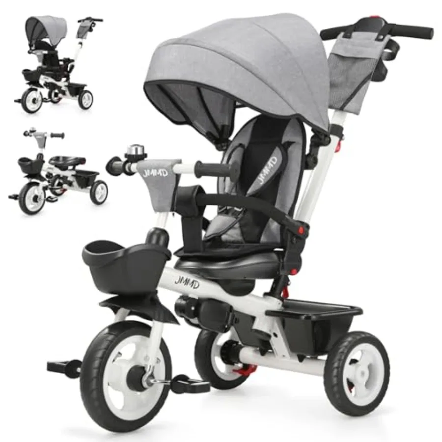 7 in 1 Tricycle Stroller with Push Handle, Baby Trike with 360° Swivel Seat, Reclining Backrest, All-Terrain Wheels, Dual Brakes
7 in 1 Tricycle Stroller with Push Handle, Baby Trike with 360° Swivel Seat, Reclining Backrest, All-Terrain Wheels, Dual Brakes