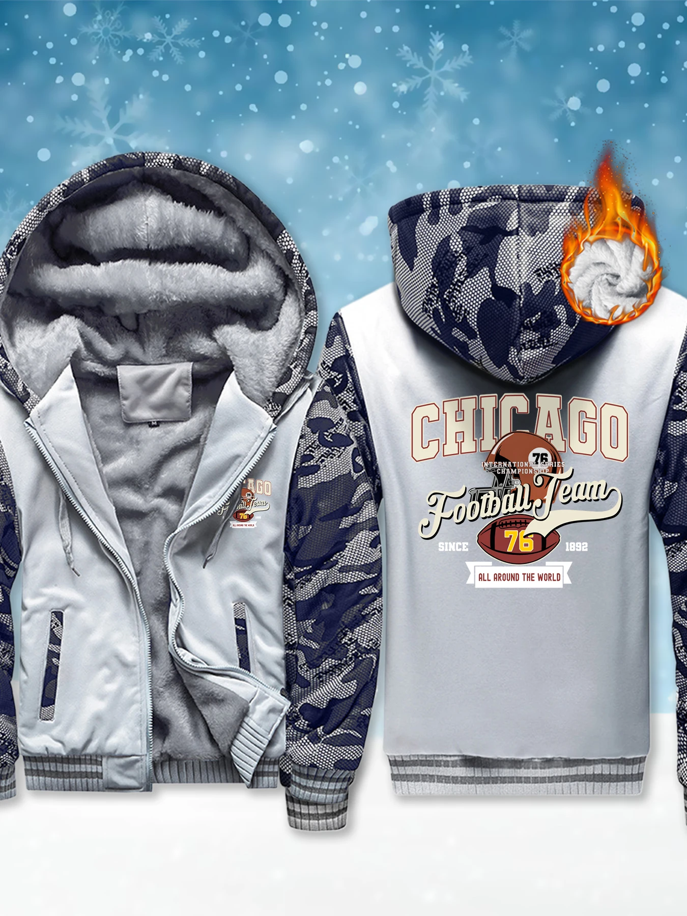 Мужская толстовка с принтом футбольной команды Chicago, мягкое теплое пальто, высококачественная уличная уличная одежда, зимняя модная флисовая толстовка с капюшоном
Мужская толстовка с принтом футбольной команды Chicago, мягкое теплое пальто, высококачественная уличная уличная одежда, зимняя модная флисовая толстовка с капюшоном