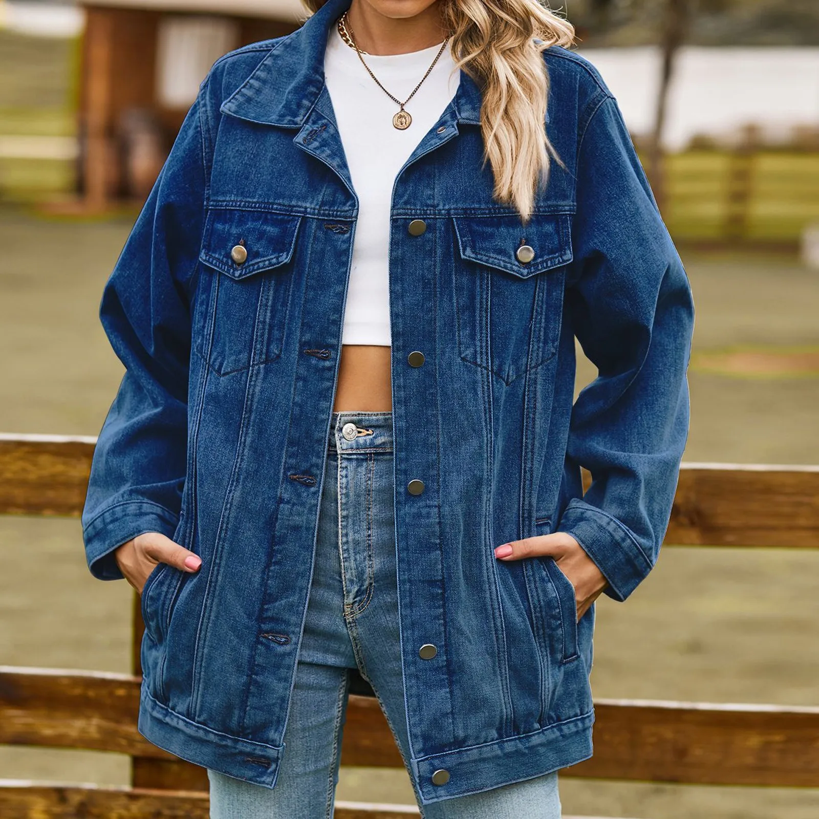 Ladies Casual Denim Jacket Spring Autumn Classic Retro Solid Color Long Sleeve Jean Jacket Fashion Youth Female Tops
Ladies Casual Denim Jacket Spring Autumn Classic Retro Solid Color Long Sleeve Jean Jacket Fashion Youth Female Tops