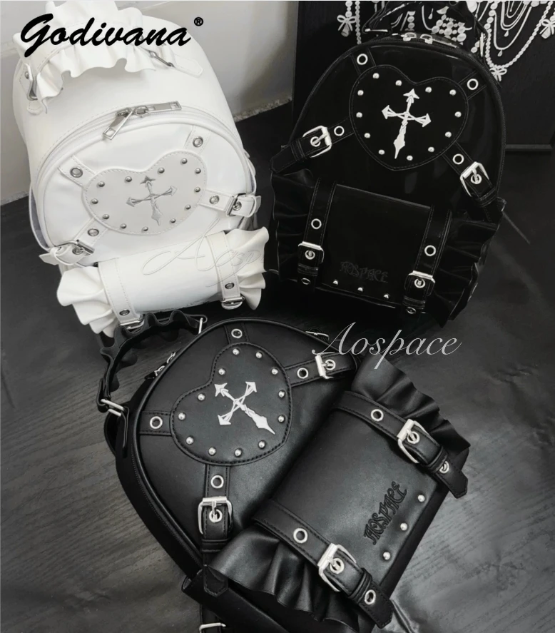 Original Subculture Japanese Mine Leather Backpack Women Girl's Sweet Cross Rivet Large Capacity Itabag Casual Shoulder Bags
Original Subculture Japanese Mine Leather Backpack Women Girl's Sweet Cross Rivet Large Capacity Itabag Casual Shoulder Bags